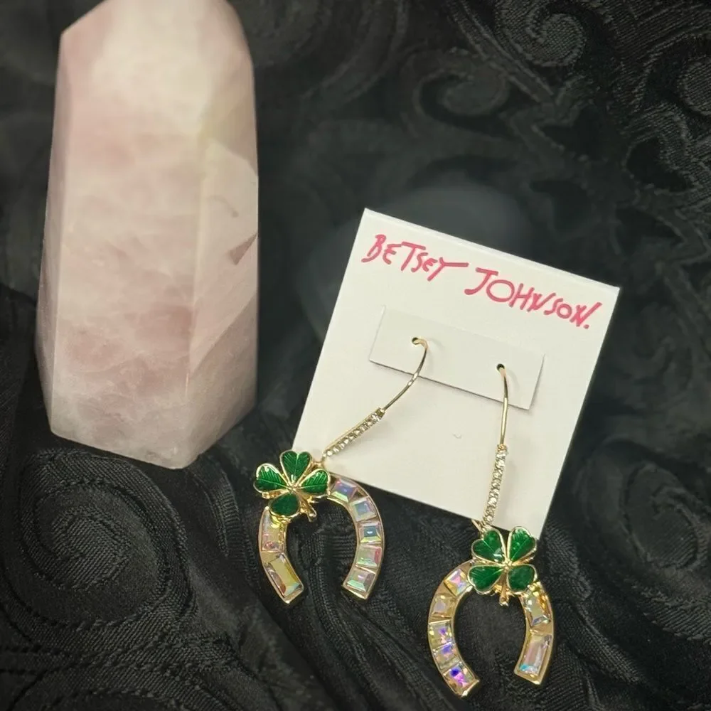 Betsey johnson  horseshoe  shamrock earrings